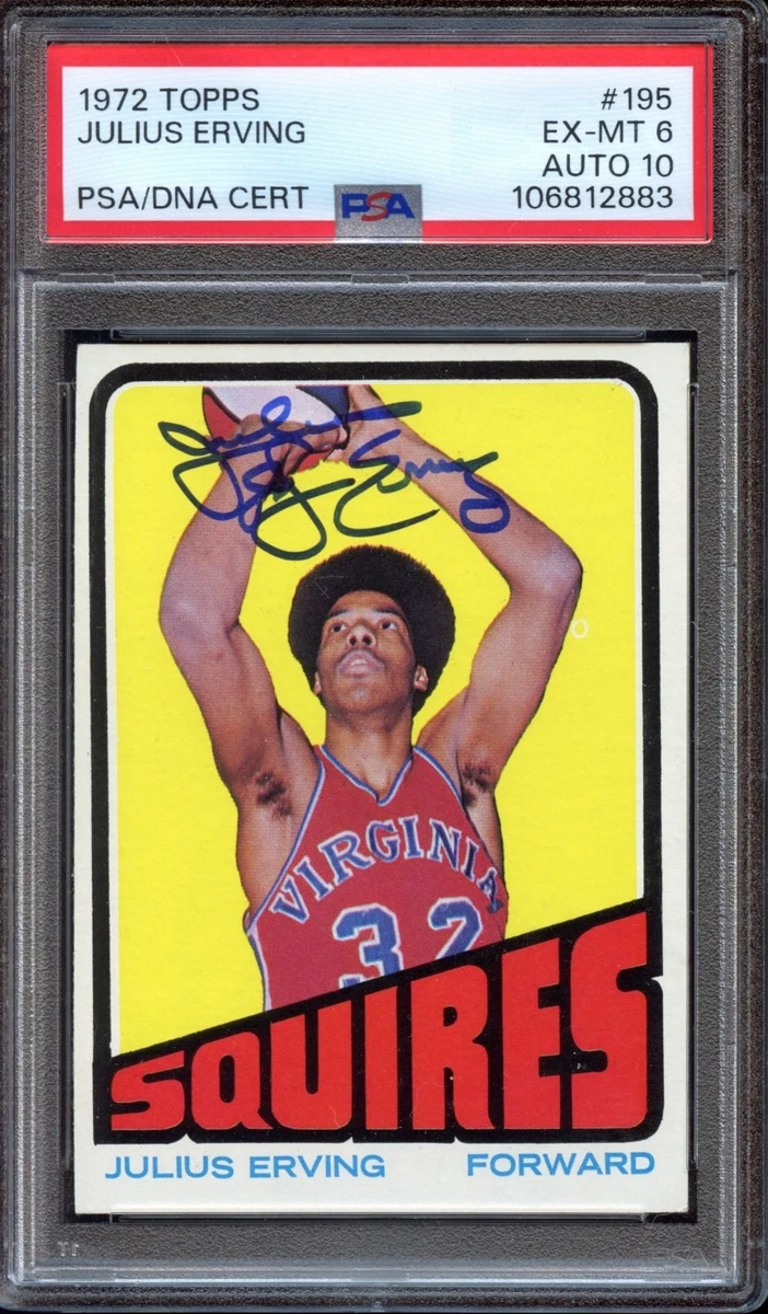 Julius Erving Basketball Autographed Sports Trading Cards