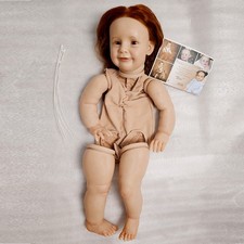 24" Unfinished Reborn Baby Doll Kits Toddler Girl with Long Hair Cloth Body Gift
