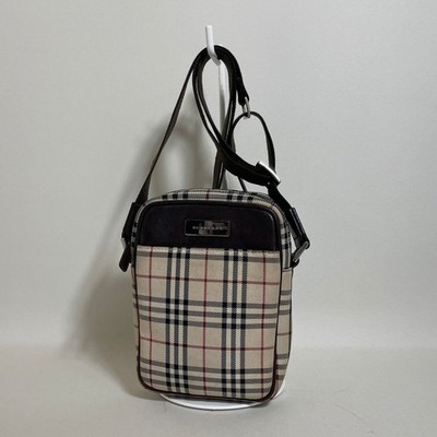 BURBERRY Schultertasche dunkelbraun Nova Check Canvas Leder Crossbody echt
