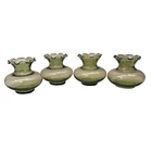 'Anchor Hocking Like' Emerald Green Ruffled Rim Bud Vases Set Of 4 Vintage