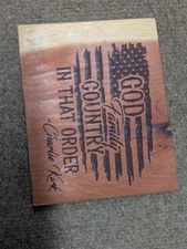 Red Cedar Laser Etched Wall Art" Charlie Kirk"