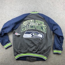 Seattle Seahawks Jacket Mens Large Gray NFL Football Super Bowl 2013 Champions