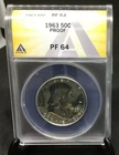 1963 Proof 50 Cent Franklin Half Dollar ANACS PF 64 90% Silver