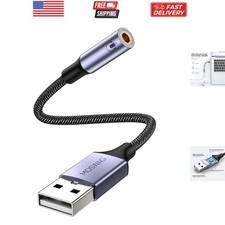 Stylish USB to Aux Adapter - 0.65ft External Sound Card for PCs, PS4, and More