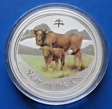 1oz Silber $1 Australien Lunar II Ochse 2009 color farbig