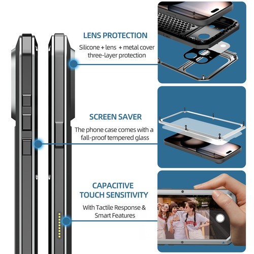 Coque métal résistante Gorilla antichoc pour iPhone 17 Pro Max 16 15 14 13 12 SE - Photo 48 sur 51