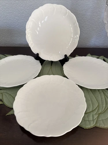 Mikasa Elegante 4 salad  Plates Fine China White RARE EUC