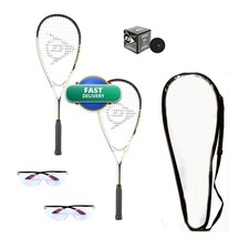 Dunlop Sports Squash Racquet Set 2 Racquets 2 Eyeguards Ball Cover Beginner