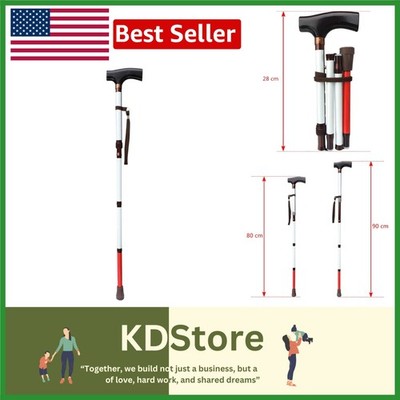 Adjustable Folding Aluminum Walking Cane with Reflective Safety Features