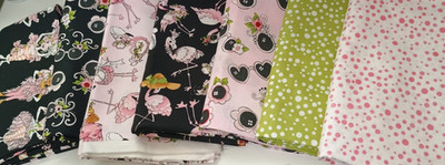 Loralie Designs    Flamingo Fancy  Fabric Bundle   Assorted Cuts   7 Fabrics