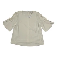 New Club Monaco SPIE Top Chemise Bow Tie On The Sleeves Pure White Sz XS