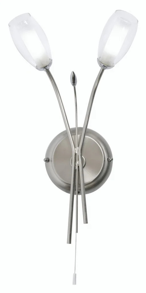 Wall Light Silver Pandora Antique Chrome Oaks Lighting 6203/2 AC