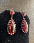 Victorian Bohemian Garnet Dangle Drop Earrings Gold Circa 1880 Rare 2 Inches — photo 9
