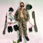 Vintage G I. JOE ACTION FIGURE Brown Flocked Hair Beard Scar Uniform HASBRO 1964