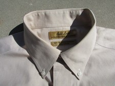 Roundtree Yorke Gold Label Dress Shirt Sz 15.5 33 Tan Check Non-Iron Pinpoint