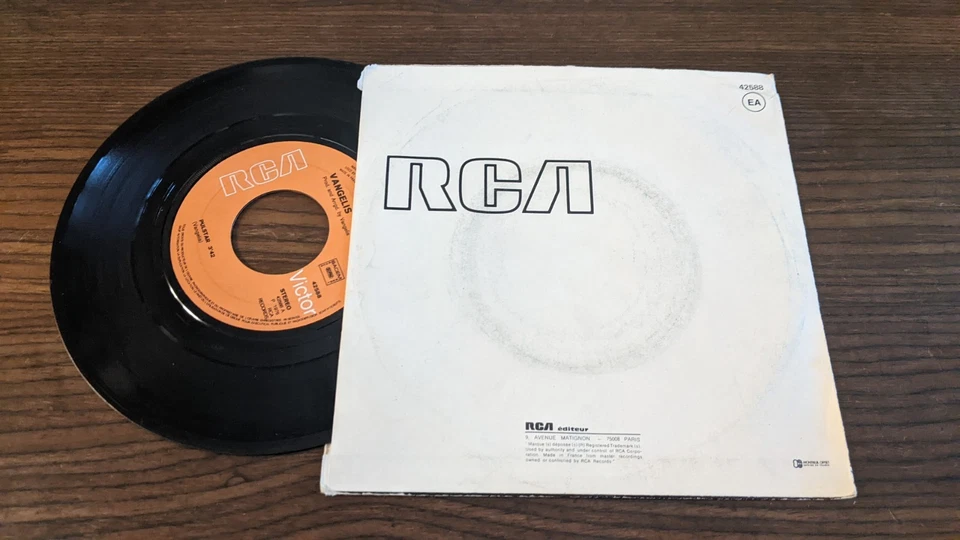 Disque 45 Tours Vinyle 7" Vangelis Pulstar 1976 electronic pop - Photo 2/3