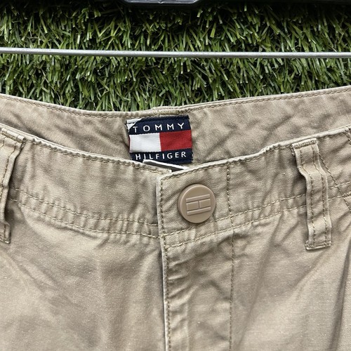 Y2K Tommy Hilfiger Boys 14 Baggy Cargo Outdoor Pants Tan Skater 28W 27L - Picture 5 of 10