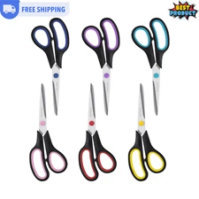 6pc Scissors 8 inch Comfort-Grip School Office Sewing Fabric Home Craft Scissors