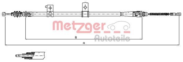 Original METZGER Cable Handbrake 17.6032 For KIA