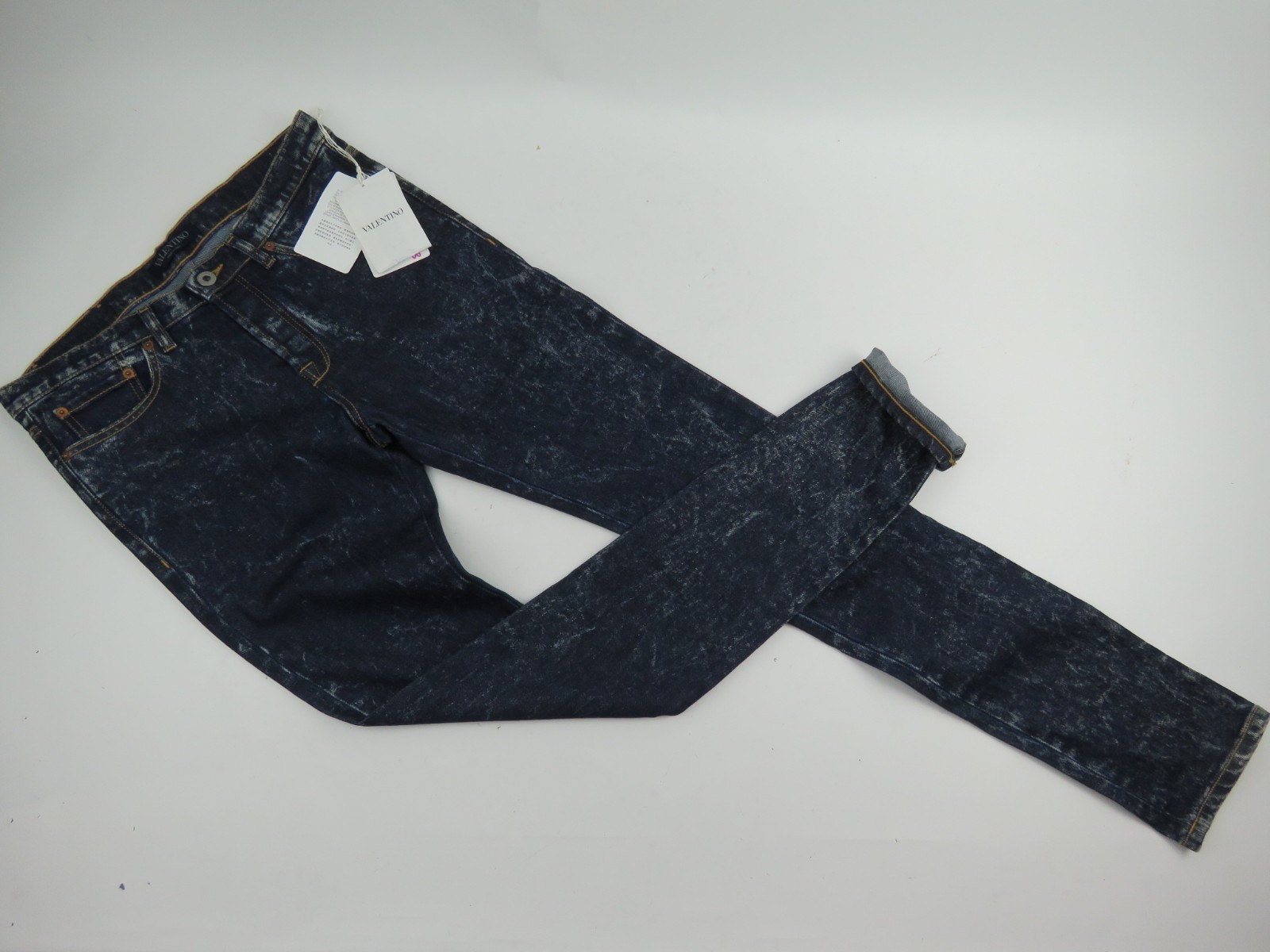 Valentino Made in Italy Mens Slim Fit Acid Wash Designer Denim Jeans Sz. 30 x 34
