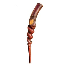 Naturally Twisted Hardwood Walking Staff Thick Spiral Grain Wooden Cane 34