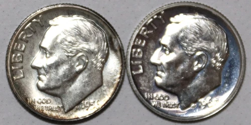(2) Roosevelt Dimes - 1956-P (AU) 1957-P (Proof) - #0859E