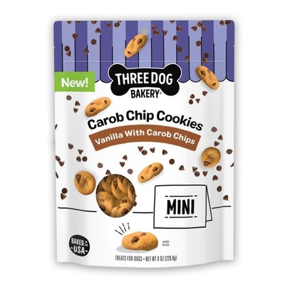 Three Dog Bakery Mini Carob Chip Cookies for Dogs, 8 Ounce (Pack of 1) 