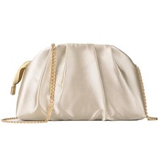 Pleated Clutch Purse for Women Satin Formal Evening Bag Handbag for Champagne