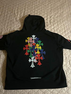 Chrome Hearts Black Multicolor Graphic Print Full Zip Hooded Hoodie Men s L