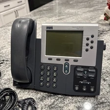 Cisco 7960 IP VOIP PoE Business Office Phone- w/stand & Adapter Gray TESTED #23