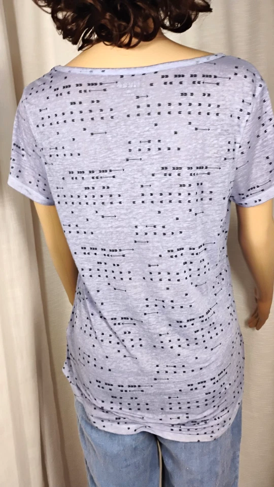 Camiseta deportiva Mudd Lg púrpura elástica en 4 vías ajustada semi transparente cuello en V boho Foto 3 de 4