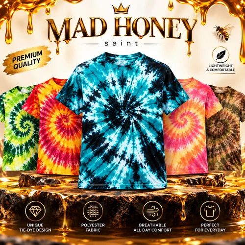 Men's Tie Dye T-Shirt Spiral Rainbow Graphic Tee Short Sleeve Casual Festival - product listing photo