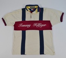 VTG Tommy Hilfiger Polo 90's Y2K Spellout Script Men's Shirt Small