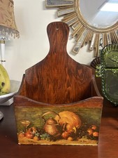 Vintage Wooden, Mail Holder Candle Box Hand P...