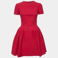 Alexander McQueen Hot Pink Jacquard Flared Mini Dress S