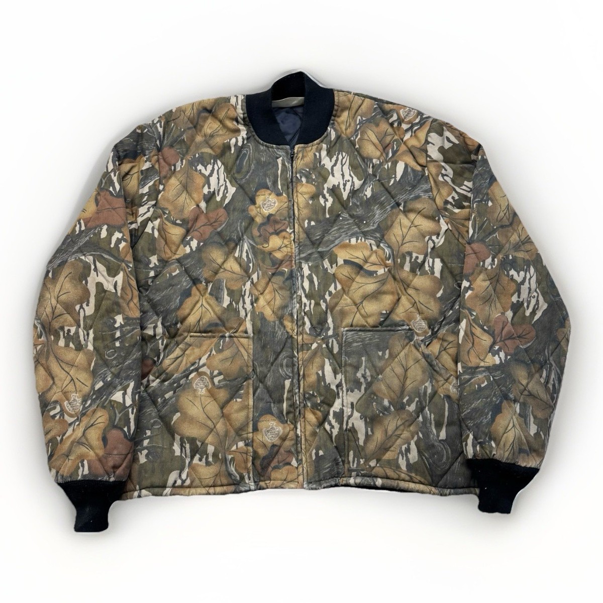 Vintage Mossy Oak Fall Foliage Bomber Jacket Mens L Camo Hunting