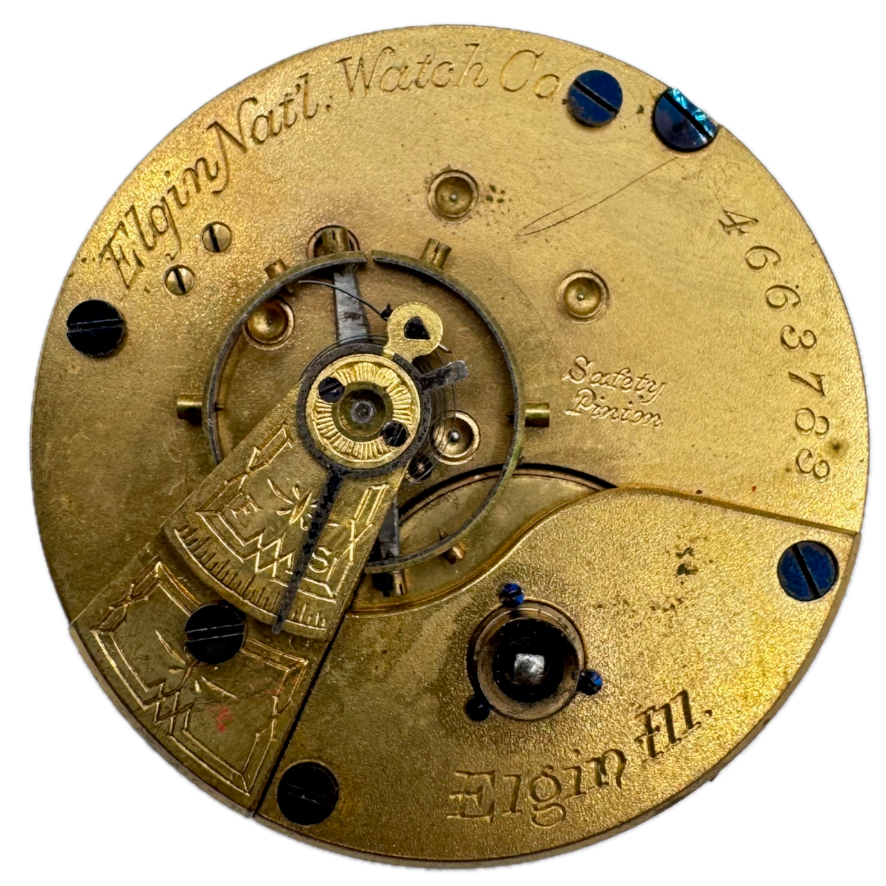 Antique 1893 Elgin 7 Jewel Key Wind Pocket Watch Movement 18 Size 97 USA