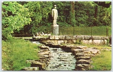 Jack Daniel's Statue & Spring Lynchburg TN Vintage Postcard 1976