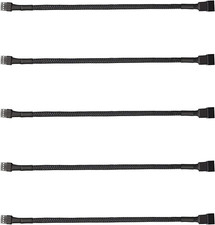 5 Pack 4-Pin PWM Fan Splitter Cable, Sleeved Braided Adapter Computer PC Fan Pow