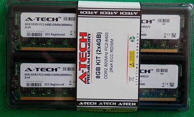 A-Tech 8 GB Kit (2x4GB) DDR2 800MHz PC2-6400 2Rx4 ECC RDIMM Server RAM
