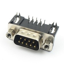 5Pcs D-SUB 9 Pin Male Right Angle PCB Connector Plug Socket Adapter 2 Rows DB9M