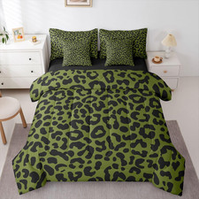 Green Leopard Teens Comforter Set 7 Piece Cheetah Print Bedding Set Full Size We