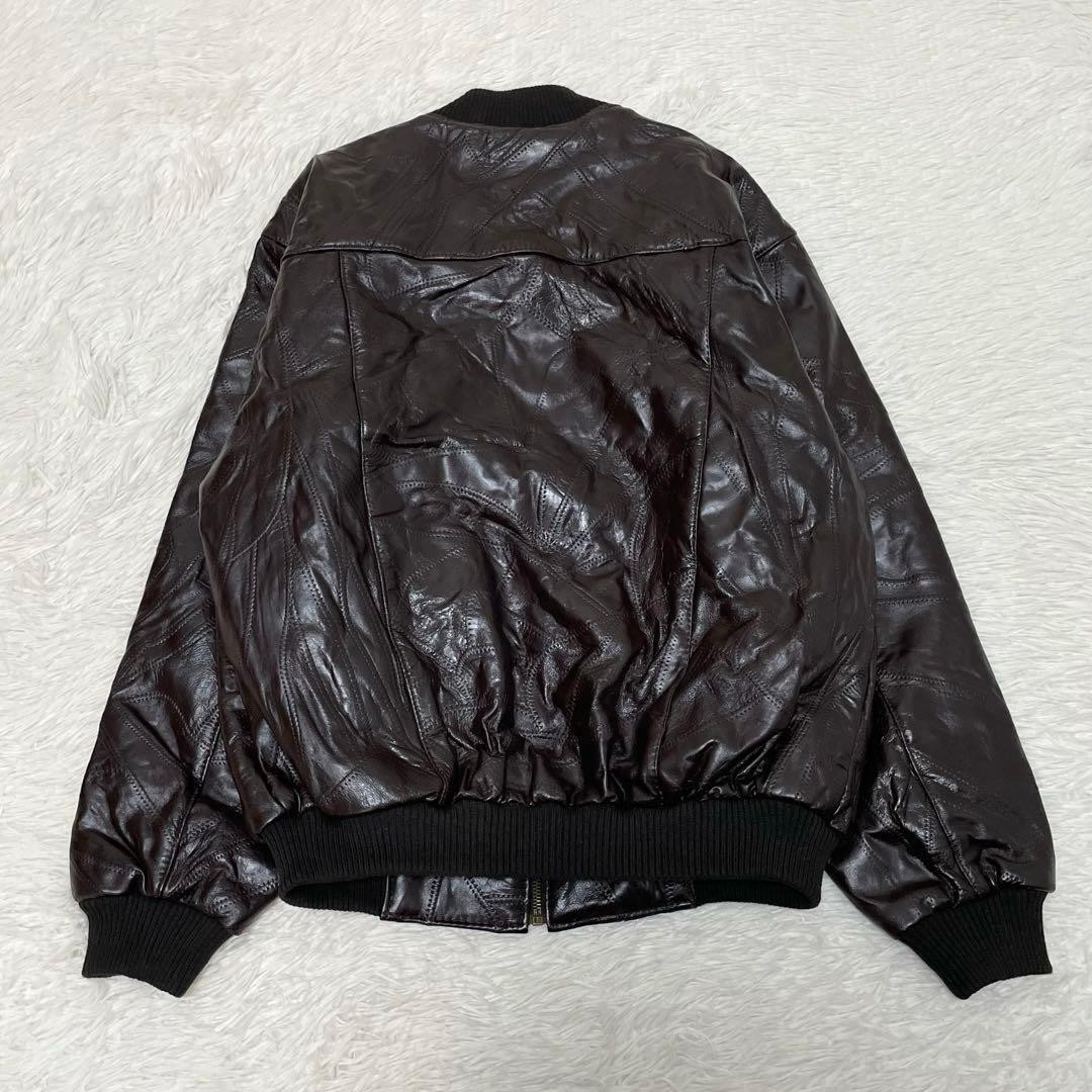 Rare patchwork lamb leather jacket L equivalent M… - image 3
