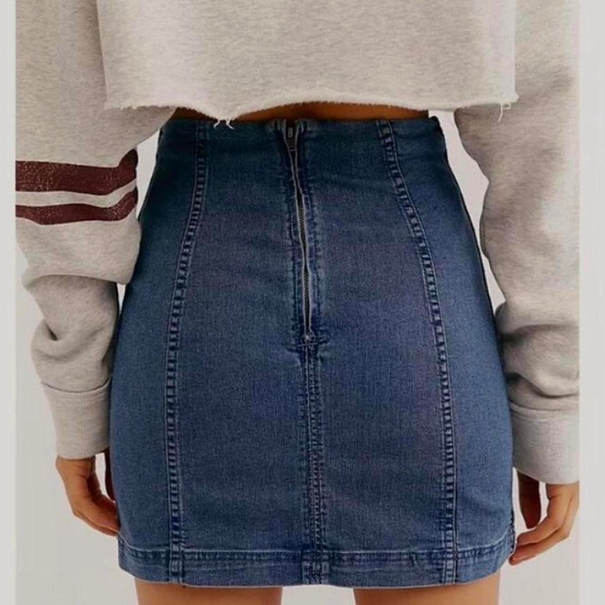 Free People Modern Femme Denim Mini Stretch Skirt Size 2 View 2