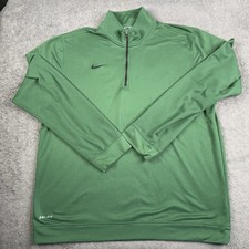 Nike Dri-FIT 1/4 Zip Pullover Mens Large Green Long Sleeve Warm Running Tennis