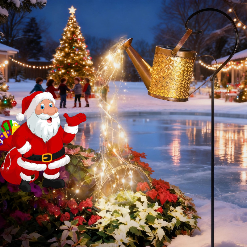 LED Solar Watering Can Lights Waterproof Hanging String Lights Outdoor Garden