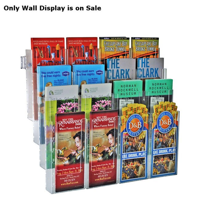 Crystal Styrene 16 Pocket Tri-fold Size Wall Mount Display ...