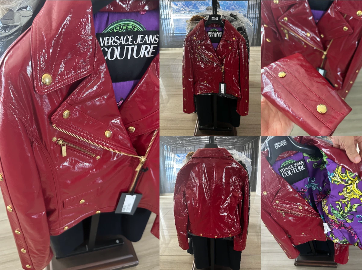Versace red leather jacket sale