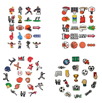 20Pcs Football Soccer Basketball Shoe Charms Bulk Pins for Boys Girls
