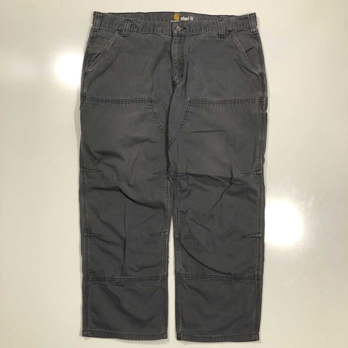 Carhartt Mens 40 x 28 Gray Double Knee Relaxed Fit Work Pants | eBay